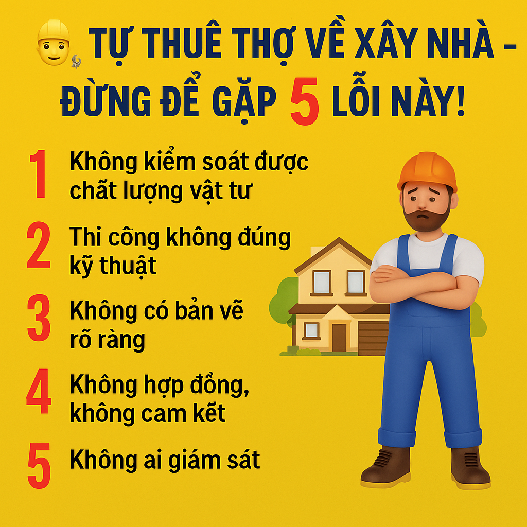 🔧 TỰ THUÊ THỢ VỀ XÂY NHÀ: 5 SAI LẦM CHẾT NGƯỜI KHIẾN BẠN “TIẾT KIỆM TIỀN” NHƯNG LẠI “TỐN GẤP ĐÔI”!